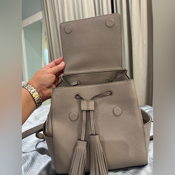 Tory Burch Gray Textured Leather Tote - Picture 3 of 10